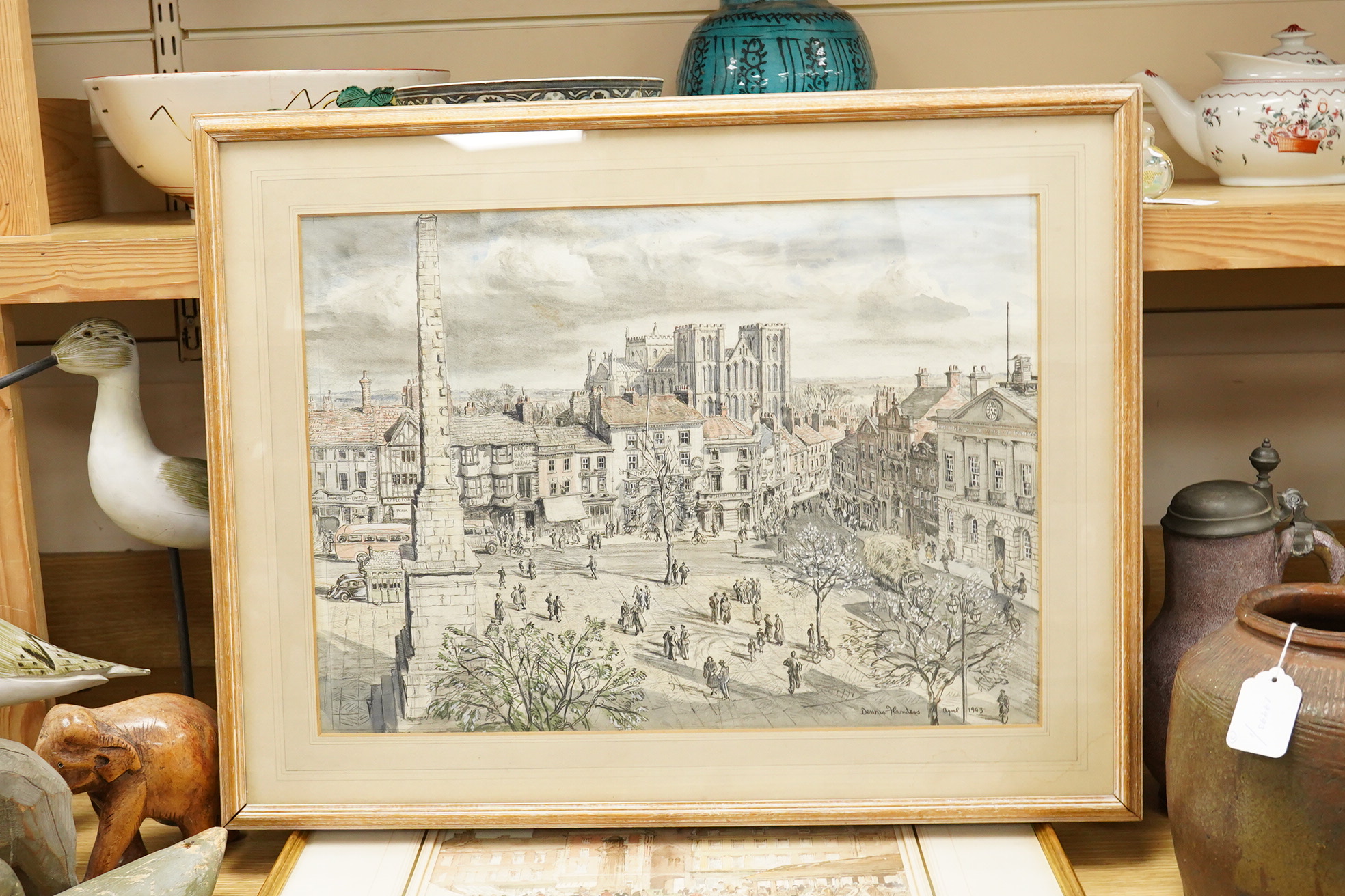 Dennis Flanders (1915-1944), ‘Ripon Cathedral’, signed and dated April 1943, watercolour, 37 x 52cm